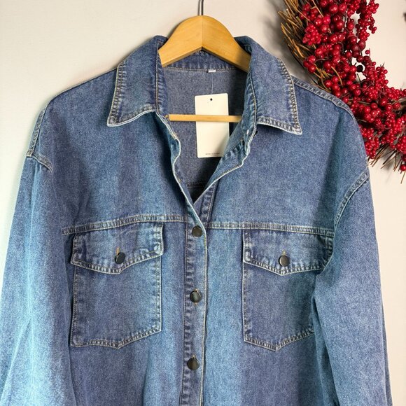 66. Denim on Denim Womens Buttons Shirt Sz LARGE- Bootcut Jean Sz 31 Chambray - Picture 12 of 16